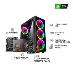 Falabella PC GAMER RYZEN 7 8700F + RTX 5060 8GB - RAM 32GB DDR5 SSD 2TB M.2 CHASIS RGB oferta