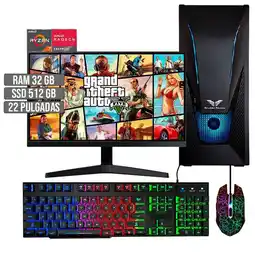 Falabella PC EQUIPO GAMER AMD RYZEN 7 5700G SSD 512GB RAM 32GB LED 22 FHD oferta