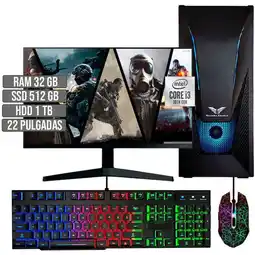 Falabella PC EQUIPO GAMER INTEL CORE I3-10105 SSD 512GB + HDD 1TB RAM 32GB LED 22 FHD oferta