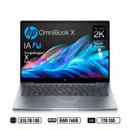 Falabella Portátil OmniBook X 14 2K Fe0001la Táctil Snapdragon X Elite X1E - RAM 16GB 1TB SSD Silver oferta
