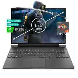 Falabella PORTATIL GAMER VICTUS AMD RYZEN 7 7445HS 32/ 512 RTX 4050 6 GB 15,6 FHD oferta
