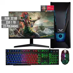 Falabella PC EQUIPO COMPUTADOR GAMER AMD RYZEN 5 5600G SSD 1TB RAM 32GB LED 22 FHD oferta