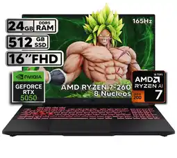 Falabella TUF A16 RYZEN 7 260 - RTX 5050 8GB GDDR7 - 24GB RAM - 512GB SSD - 16" FHD oferta
