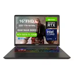 Falabella PORTATIL VECTOR 16 HX AI INTEL CORE ULTRA 7 255HX RAM 96GB SSD 1TB RTX 5070Ti 12GB oferta