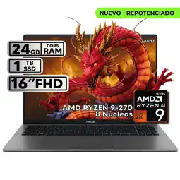 Falabella PORTÁTIL 16″ RYZEN 9 24GB RAM 1TB SSD WUXGA GRIS + KASPERSKY oferta