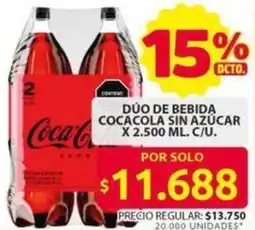Ara Dúo de bebida cocacola sin azúcar oferta