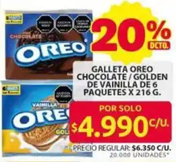 Ara GALLETA OREO CHOCOLATE/GOLDEN DE VAINILLA DE 6 PAQUETES oferta