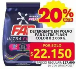 Ara Fab ultra flash detergente en polvo color oferta