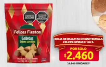 Felices fiestas bolsa de galletas de mantequilla