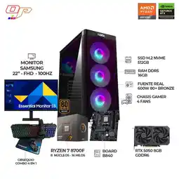 Falabella COMPUTADOR GAMER RYZEN 7 8700F + MONITOR SAMSUNG 22 + RTX 5050 8GB - B840 - RAM 16GB - SSD 512GB oferta