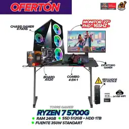 Falabella PC Gamer Ryzen 7 5700G / 24GB Ram / 1.5TB SSD / Monitor 27” 165Hz + Escritorio oferta