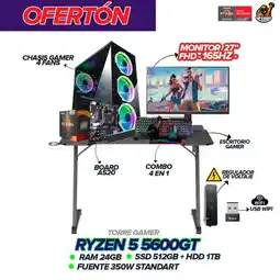 Falabella PC Gamer Ryzen 5 5600GT / 24GB RAM / 1.5TB SSD / A520 / 350W / Monitor 27 FHD oferta