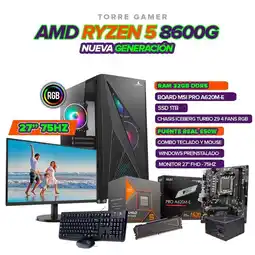 Falabella PC GAMER RYZEN 5 8600G / 32GB RAM/ SSD 1TB/ BOARD A620/ MONITOR FHD 27 oferta