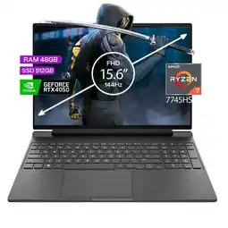 Falabella PORTATIL GAMER VICTUS AMD RYZEN 7 7445HS 48/ 512 RTX 4050 6 GB 15,6 FHD oferta