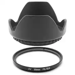 Falabella Kit protector uv 55mm + parasol tipo tulipan para sony nikon dslr oferta