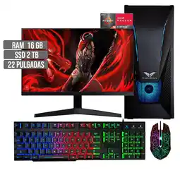 Falabella PC EQUIPO COMPUTADOR GAMER AMD RYZEN 5 5600G SSD 2TB RAM 16GB LED 22 FHD oferta