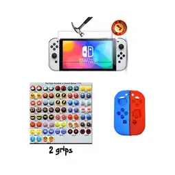 Falabella Protector Silicona Joycon + 2 Grips + Vidrio Nintendo Switch OLED oferta