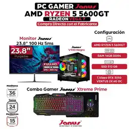 Falabella Computador Gamer Ryzen 5 5600GT RAM 16GB RGB SSD 512GB RTX 3050 Monitor 24 100Hz oferta