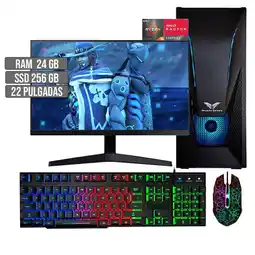 Falabella PC EQUIPO COMPUTADOR GAMER AMD RYZEN 5 5600G SSD 256GB RAM 24GB LED 22 FHD oferta