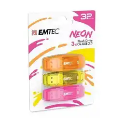 Falabella Memoria Usb Emtec Neon C410 2.0 32gb Pack X3 oferta