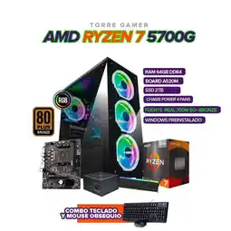 Falabella TORRE GAMER RYZEN 7 5700G / RAM 64GB / 2TB SSD / CHASIS 4 FANS / 700W 80+ oferta