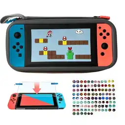 Falabella Estuche Edicion Mundo Negro + Vidrio + 2 Grips Para Switch oferta