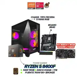 Falabella TORRE GAMER RYZEN 5 8400F / RX 9060XT 16GB / 16GB RAM / SSD 1.5TB / B840 / 700W oferta