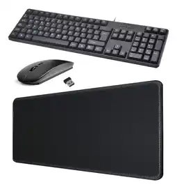 Falabella Combo Teclado Alambrico + Mouse Inalámbrico + Pad Mouse Negro TJ-818 oferta