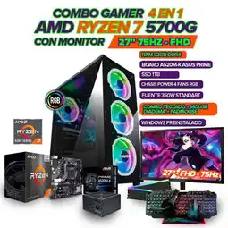 Falabella PC GAMER R7 5700G/ MONITOR 27 FHD 75HZ/ 32GB RAM/ SSD 1TB/ COMBO GAMER 4 EN 1 oferta