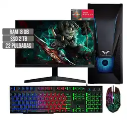 Falabella PC EQUIPO COMPUTADOR GAMER AMD RYZEN 5 5600G SSD 2TB RAM 8GB LED 22 FHD oferta