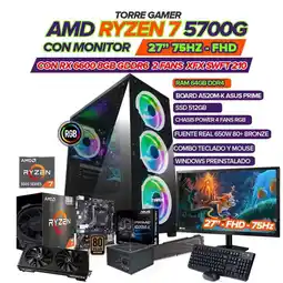 Falabella PC GAMER RYZEN 7 5700G/ GRAFICA RX6600 8GB/ MONITOR 27 FHD/ RAM 64GB/ 512GB SSD oferta