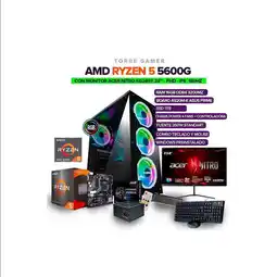 Falabella PC Gamer Ryzen 5 5600G/RAM 16GB/SSD 1TB/Board A-520/350W + Monitor 24 180Hz oferta