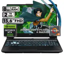 Falabella PORTÁTIL GAMER RYZEN 5 7535HS 8GB RAM 2TB SSD RTX 3050 4GB 15,6 FHD BLACK oferta