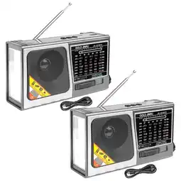 Falabella Set x2 Radio Solar Recargable AMFMSW 8 Bandas USB Bluetooth oferta