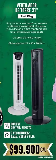 Red flag ventilador de torre 31"