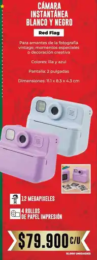Tiendas D1 Red flag cámara instantánea blanco y negro oferta