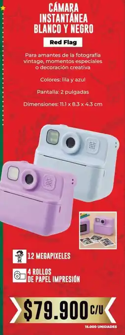 Red flag cámara instantánea blanco y negro