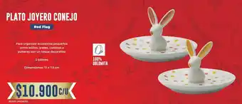 Red flag plato joyero conejo