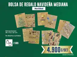 Tiendas D1 Navidad bolsa de regalo navideña mediana oferta
