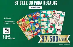 Tiendas D1 Navidad STICKER 3D PARA REGALOS oferta