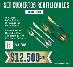 Tiendas D1 Red flag set cubiertos reutilizables oferta