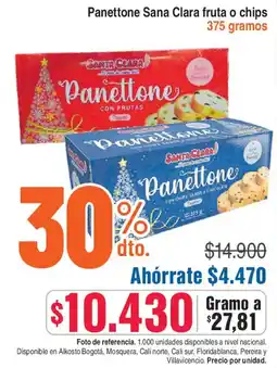 Alkosto Panettone sana clara fruta o chips oferta