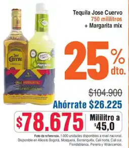 Alkosto Tequila jose cuervo + margarita mix oferta