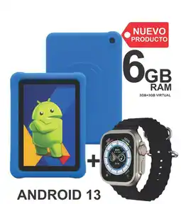Falabella Tablet Niños 6GB RAM (3+3)Android 13 32GB Wifi + Reloj Inteligente Azul Claro oferta
