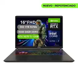 Falabella PORTATIL VECTOR 16 HX AI INTEL CORE ULTRA 7 255HX RAM 64GB SSD 1TB RTX 5070Ti 12GB oferta