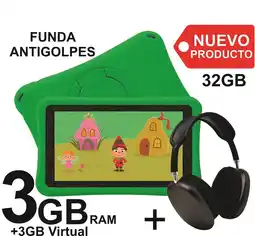 Falabella Tablet Niños 3GB RAM Android 13 32GB Wifi VERDE+ DIADEMA PLAY oferta