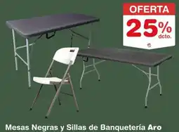 Makro Aro mesas negras y sillas de banquetería oferta
