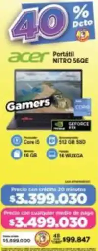 Alkomprar Acer portátil nitro 56QE oferta