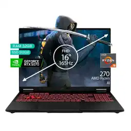 Falabella Portátil Gamer TUF A16 AMD RYZEN 9 270 32/512 SSD RTX 5070 8GB 16 FHD 165Hz Windows 11 H oferta
