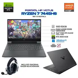 Falabella PORTÁTIL VICTUS / AMD RYZEN 7 7445HS / RTX 3050 6GB / 40GB / 512GB SSD / 15.6” FHD+DIADEMAS RAZER oferta